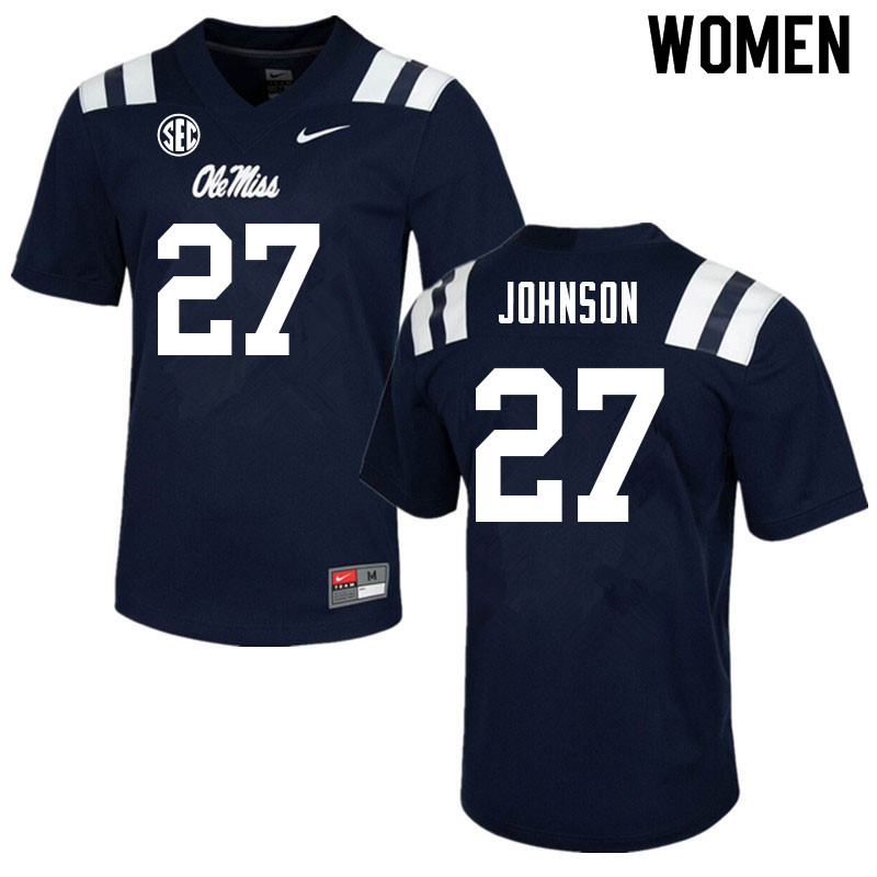 Women #27 Tysheem Johnson Ole Miss Rebels College Football Jerseys Sale-Navy